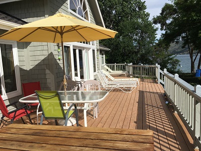 Lakefront deck with lake view